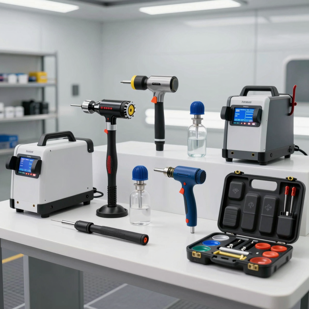 Modern autobody tools in an advanced workshop