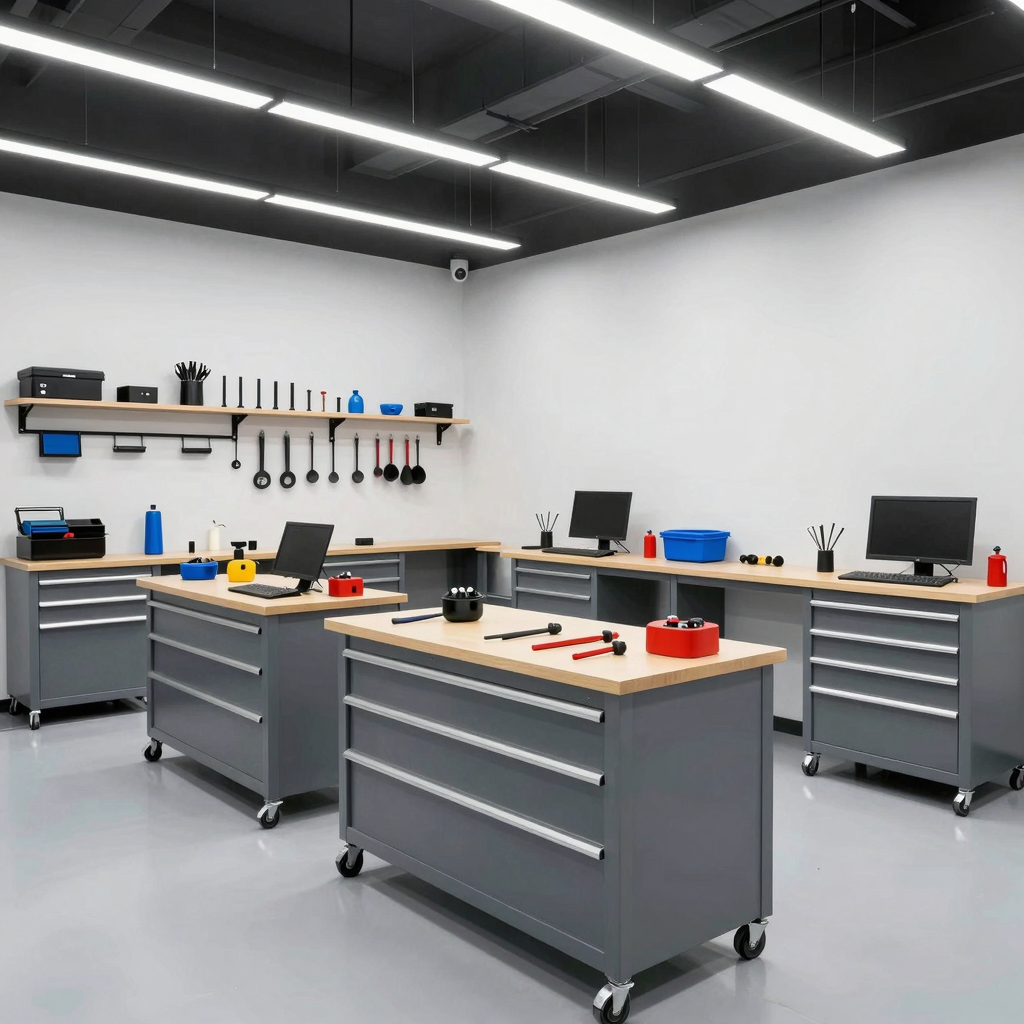 Modern auto body shop interior