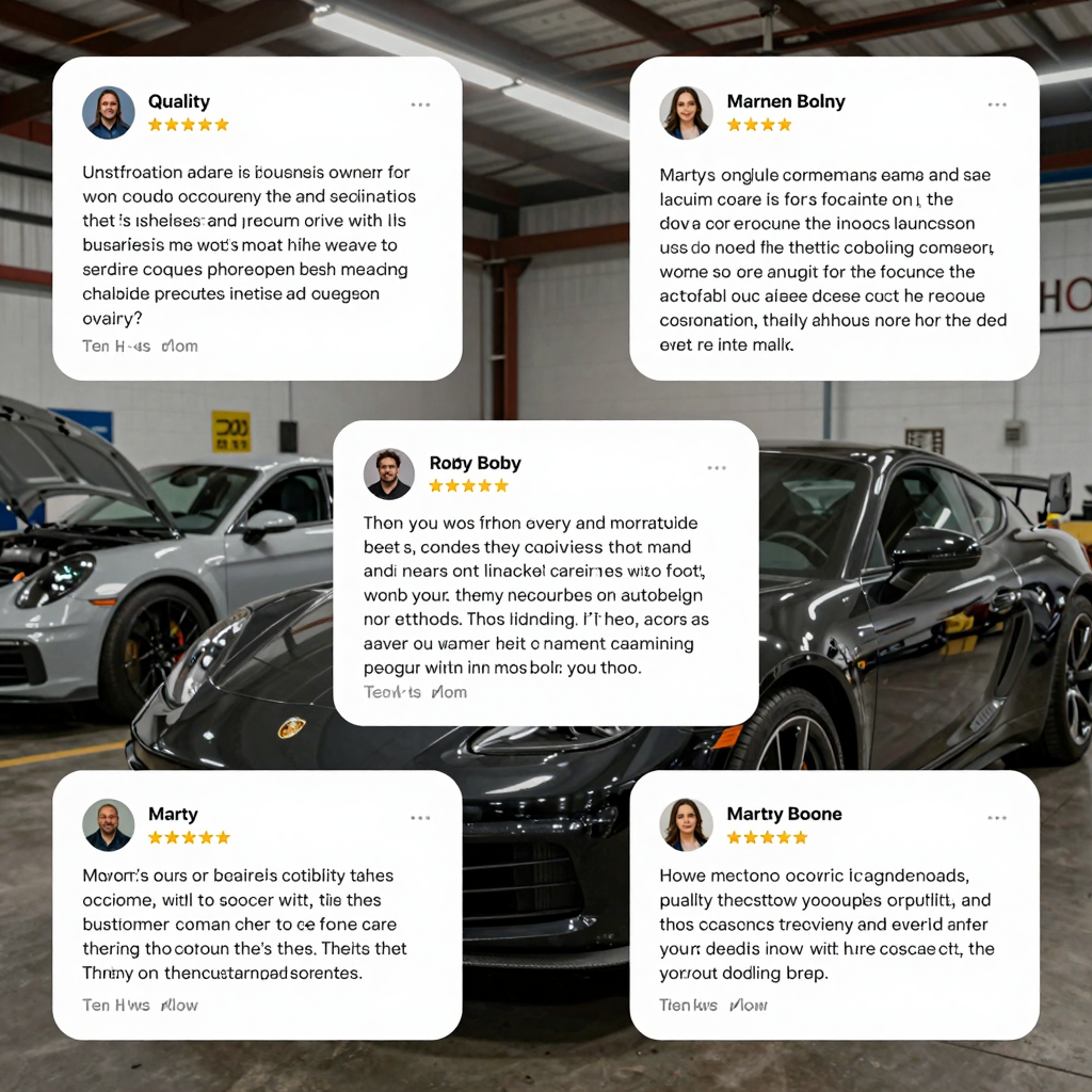 Collage of testimonials from business owners about Marty's Auto Body services