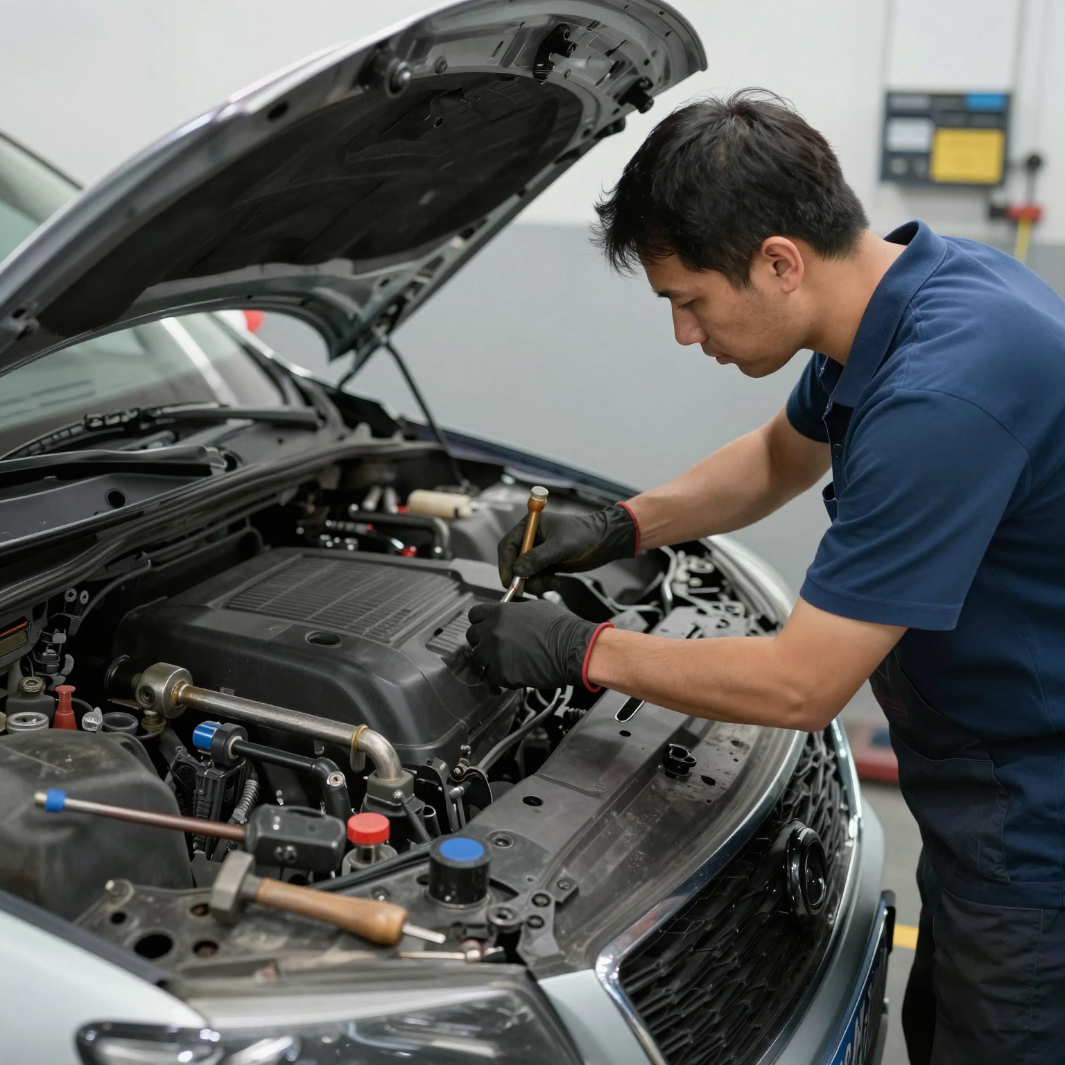 Vehicle repair in progress