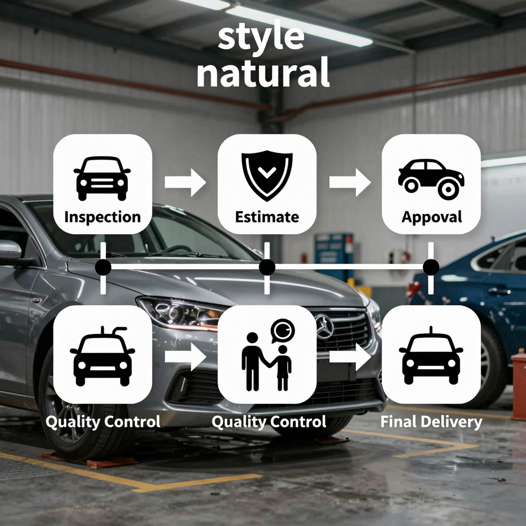Visual timeline of the auto body repair process for business fleets