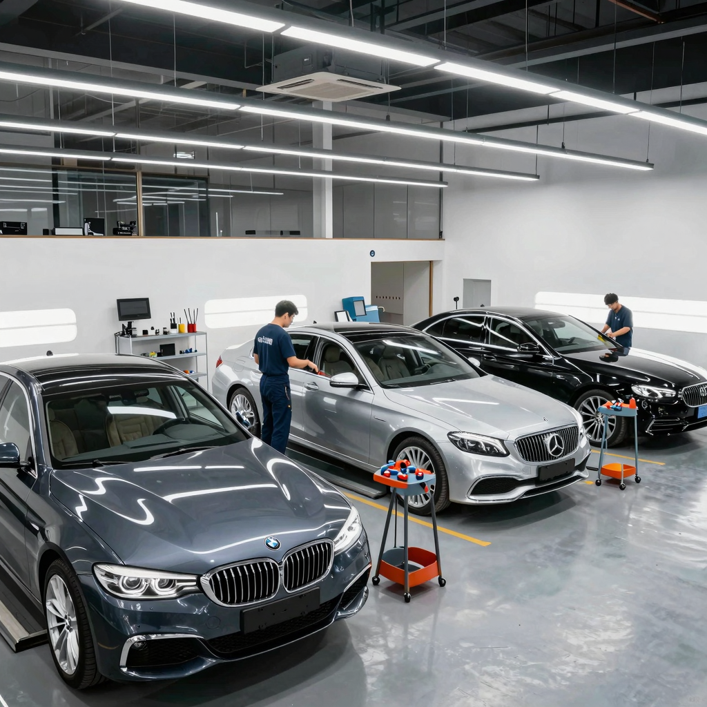 High-end Vehicles in an Auto Body Repair Shop