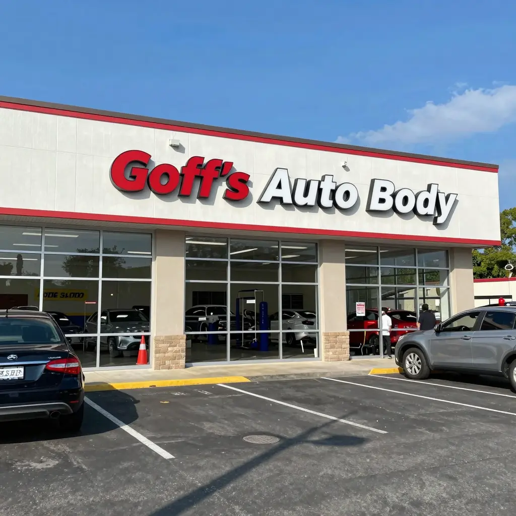 Exterior view of Goff's Auto Body shop in Oak Creek